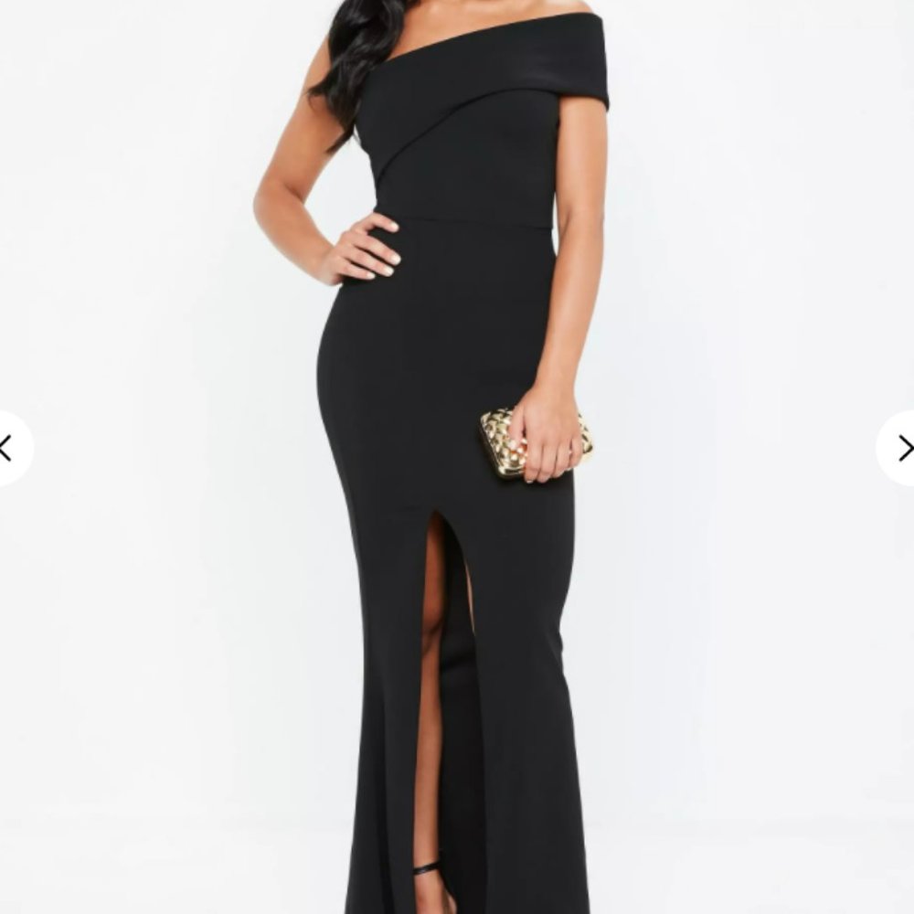 Missguided Black One Shoulder Maxi Dress Size 4